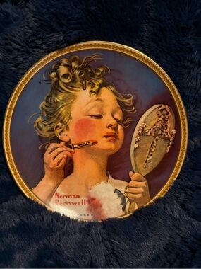 Norman Rockwell Decorative Plate - Girl Applying Makeup w/COA
